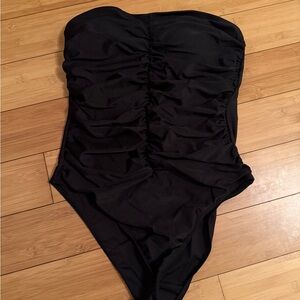 Black Strapless One Piece Swimsuit